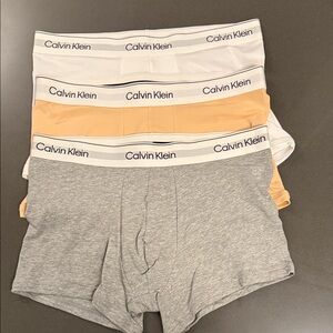 New Calvin Klein Boxer Briefs - Gray, White, Peach. Cotton